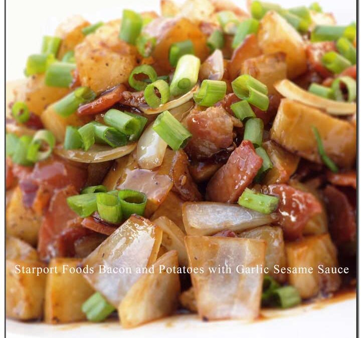 Garlic Sesame Asian Breakfast Potatoes with Bacon