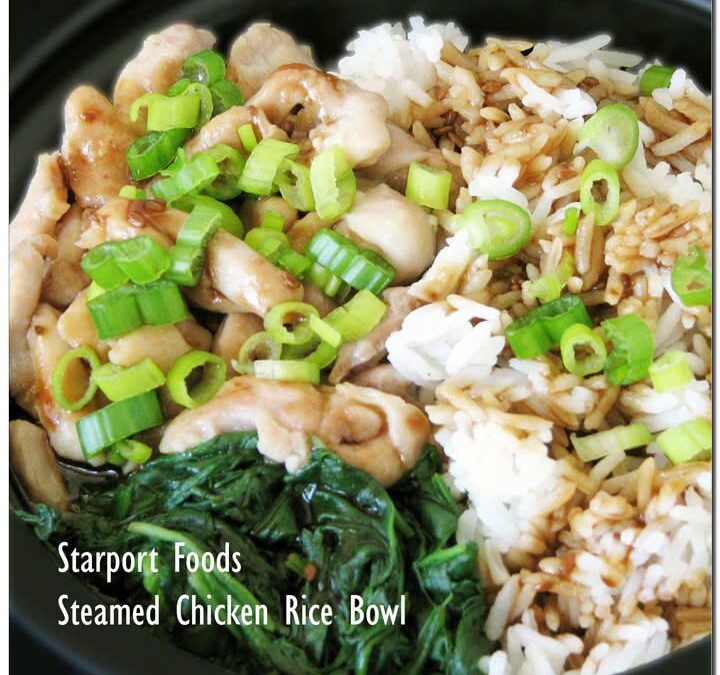 Garlic Sesame Steamed Chicken and Spinach Rice Bowl
